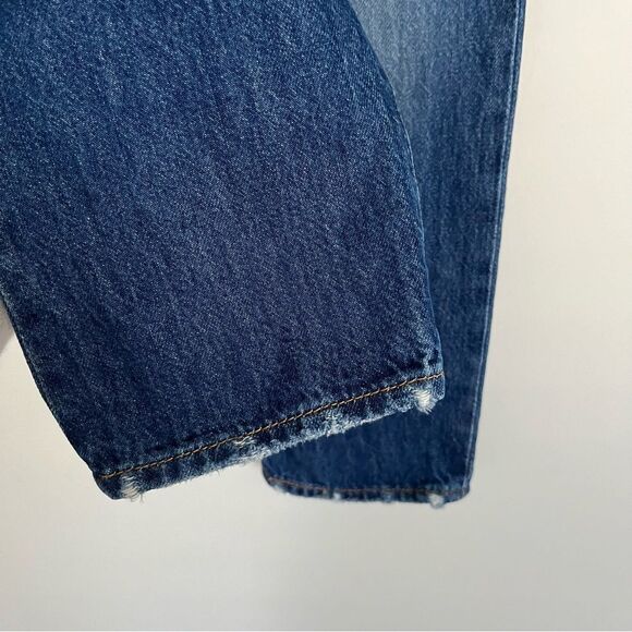 Levi's 501 Crop Straight Leg Distressed Jeans in Market Grammar Wash Sz 25 NWOT - Picture 4 of 14